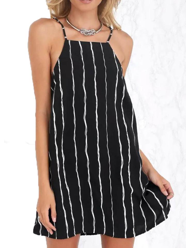 Romwe Vertical Stripe Double Racer Cami Dress
