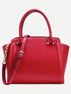 Romwe Red Faux Leather Trapeze Satchel Bag