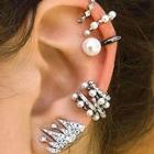Romwe Faux Pearl Ear Cuff 9pcs