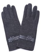 Romwe Dark Grey Bow Detail Knitted Gloves