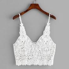 Romwe Crochet Sheer Guipure Lace Cami Top