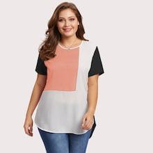 Romwe Plus Cut And Sew Chiffon Tee