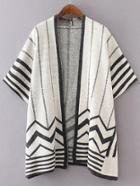 Romwe Grey Stripe Trim Asymmetric Cardigan