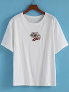 Romwe Popeye Embroidered Loose T-shirt