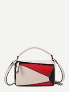 Romwe Color Block Asymmetrical Zipper Shoulder Bag