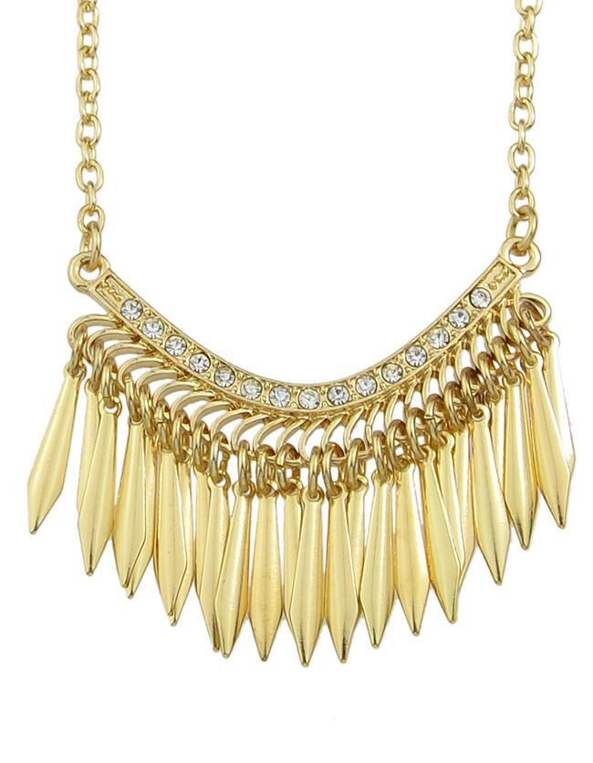 Romwe New Coming Gold Plated Long Spike Hip Pop Necklace
