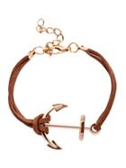 Romwe Coffee Double Layer Anchor Charm Bracelet