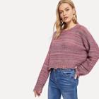 Romwe Drop Shoulder Ripped Hem Jumper