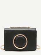 Romwe Black Ring Crossbody Bag With Chain