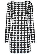 Romwe Long Sleeve Geometric Print Bodycon Dress