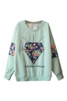 Romwe Dimand Print Green Sweatshirt