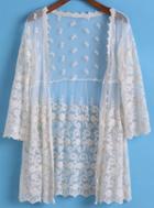 Romwe Long Sleeve Embroidered Lace Top