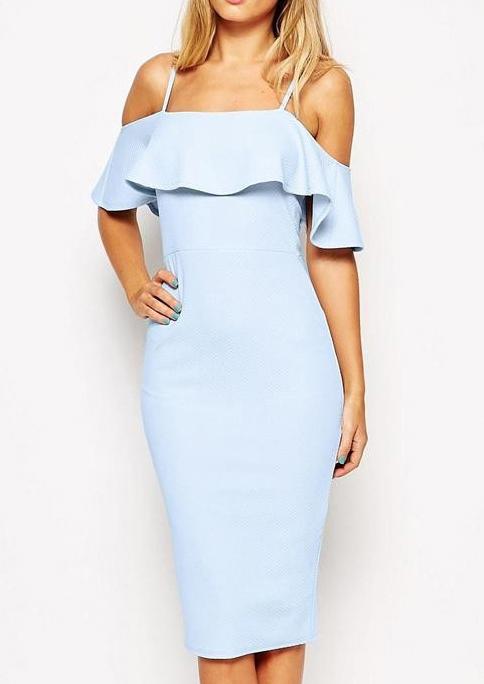 Romwe Off The Shoulder Ruffle Slim Dress