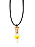 Romwe Yellow Floral Pendant Necklace