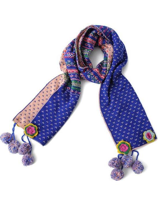 Romwe Handmade Flowers Blue Scarves