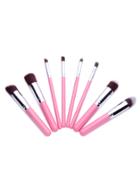 Romwe Pink And Silver Makeup Brush Set 8pcs