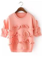 Romwe Fungus Edge Pink Sweater