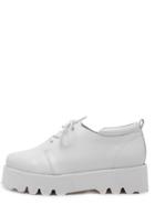 Romwe White Faux Leather Lace Up Flatform Shoes