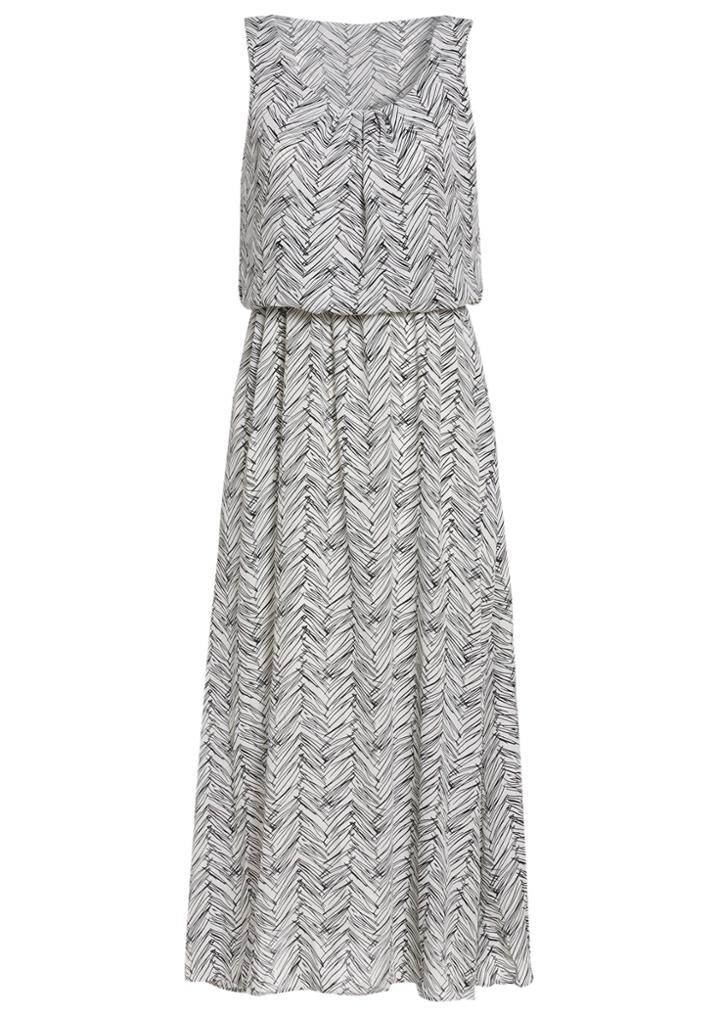 Romwe Sleeveless Line Print White Dress