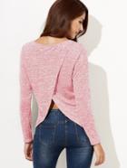 Romwe Crossover Back Marled Knit T-shirt