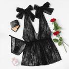 Romwe V-plunge Lace Dress Set