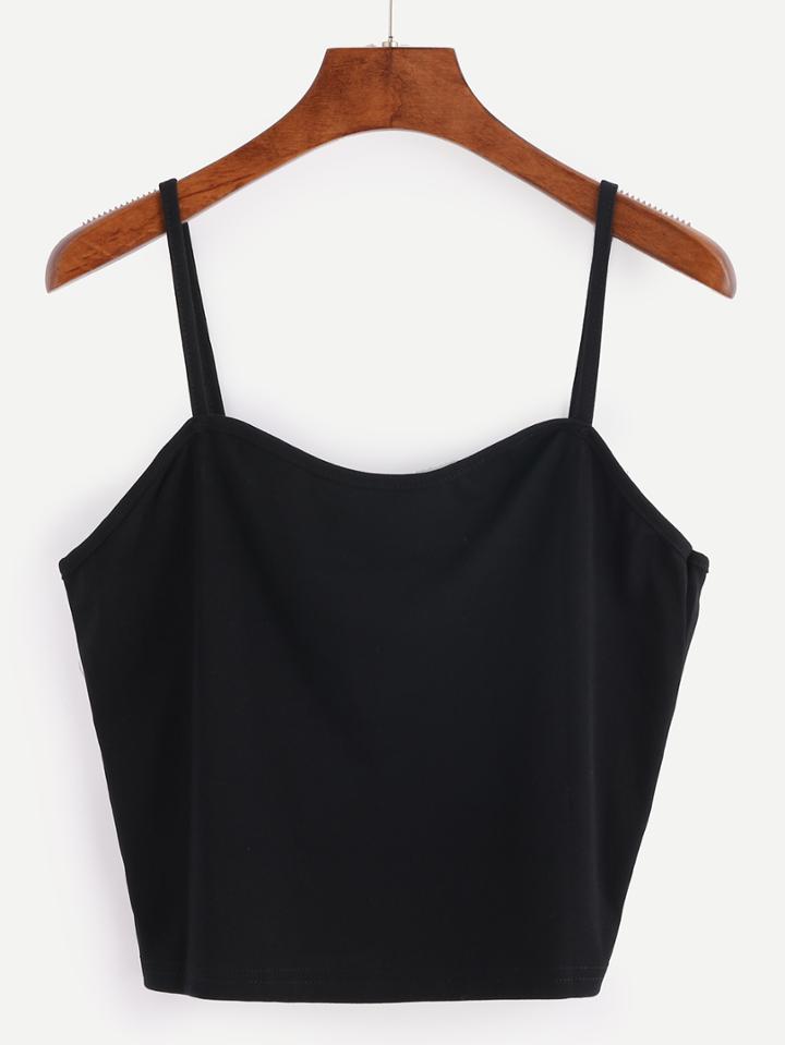 Romwe Binding Crop Cami Top - Black