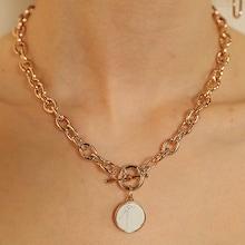 Romwe Coin Pendant Chain Necklace 1pc