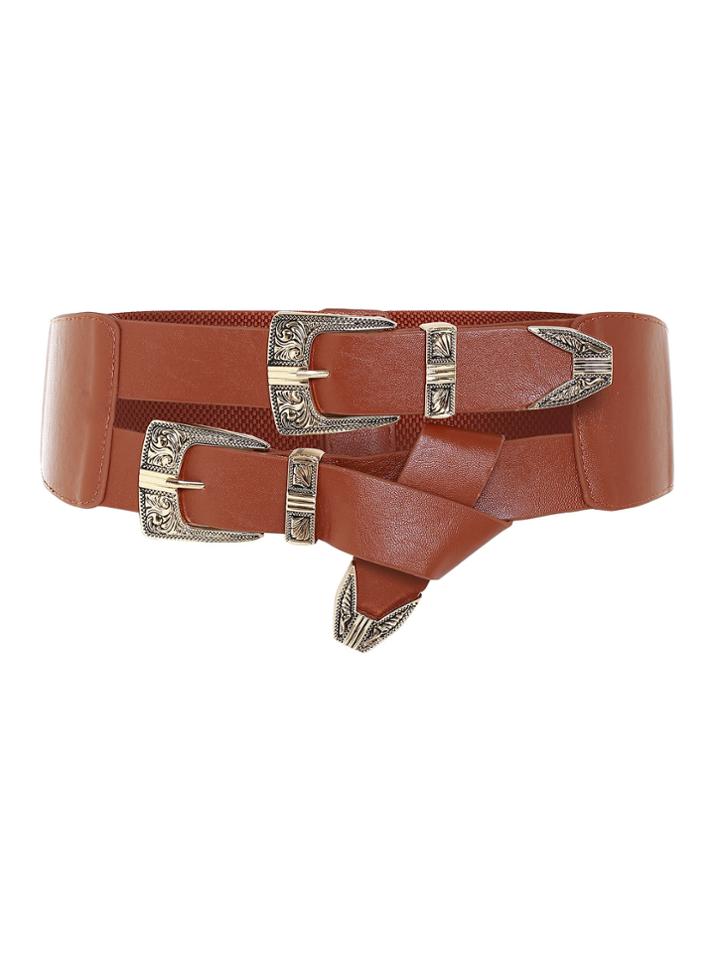 Romwe Double Buckle Knot Detail Belt