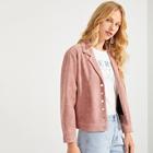 Romwe Button Front Notched Neck Jacket