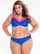 Romwe Plus Size Color Block Bikini Set