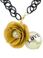 Romwe Yellow Flower Bead Chain Necklace