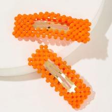 Romwe Bead Decor Hair Snap Clip 1pair