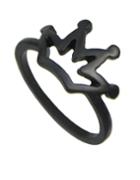 Romwe Black Plated Simple Crown Alloy Ring
