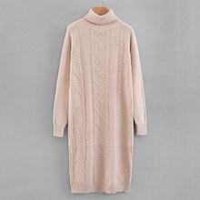 Romwe Cable Knit Solid Sweater Dress