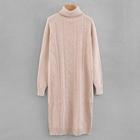 Romwe Cable Knit Solid Sweater Dress