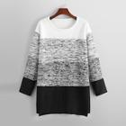 Romwe Plus Color-block Longline Sweater