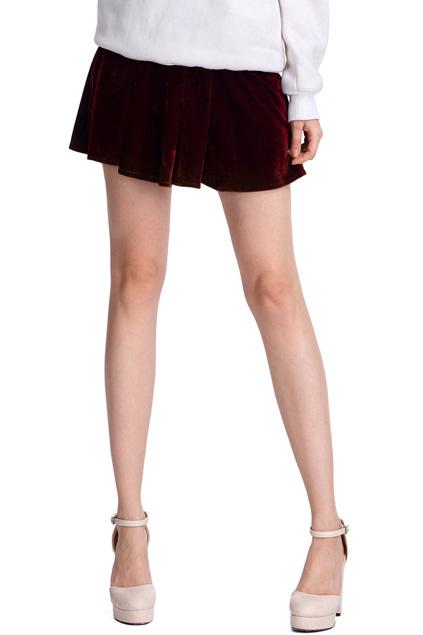 Romwe Crimson Metallic Skirt