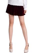 Romwe Crimson Metallic Skirt