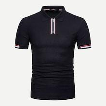 Romwe Guys Varsity Striped Polo Shirt