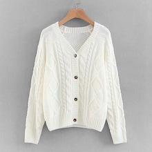 Romwe Button Through Cable Knit Sweater
