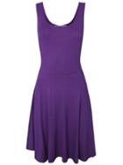 Romwe Purple Scoop Neck Open Back A-line Dress