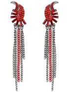 Romwe Red Diamond Chain Tassel Earrings