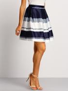 Romwe Color Block Printed A-line Skirt
