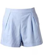 Romwe Back Zipper Blue Shorts