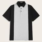 Romwe Guys Heathered Grey Panel Two Tone Polo Shirt