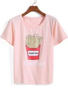 Romwe Fries Print Loose T-shirt