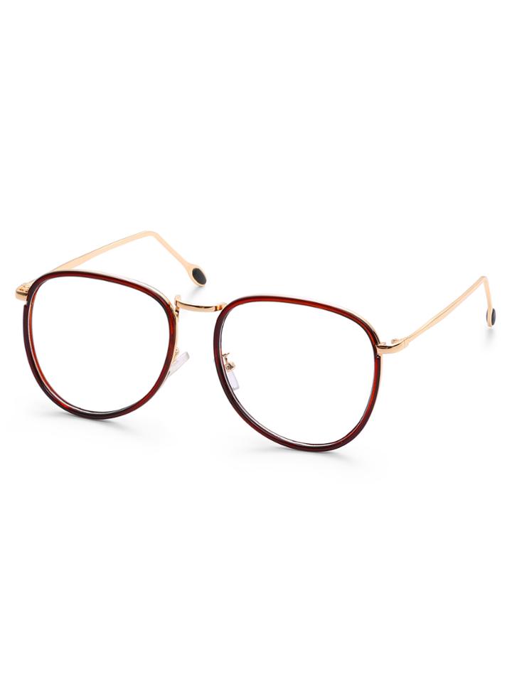 Romwe Metal Frame Clear Round Sunglasses