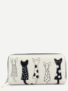 Romwe Casual Beige Pu Little Cat Wallet