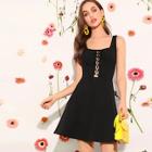 Romwe Lace Up Fit And Flare Tank Dress