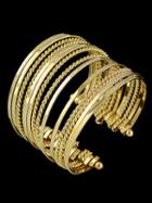 Romwe Gold Multilayers Cuff Bracelet